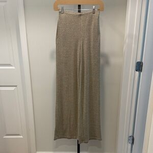 Beige Wide-Leg Knit Pants